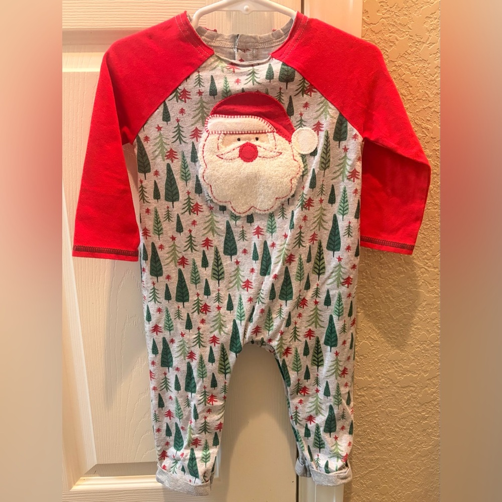 Mud Pie Baby Outfit with Red and Green Holiday Trim